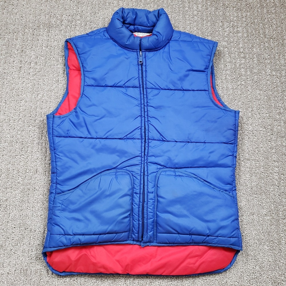 EMS Puffer Vest Mens Small Blue Vintage 70s Down Quilted Hiking Gorpcore USA